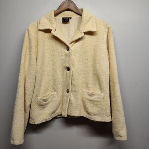 Mike And Tod Terrycloth Jacket Women Size L Yellow Lined Casual Outerwear Spring